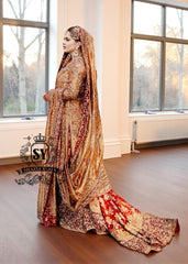 Grenadier Red Lily Farshi Lehenga