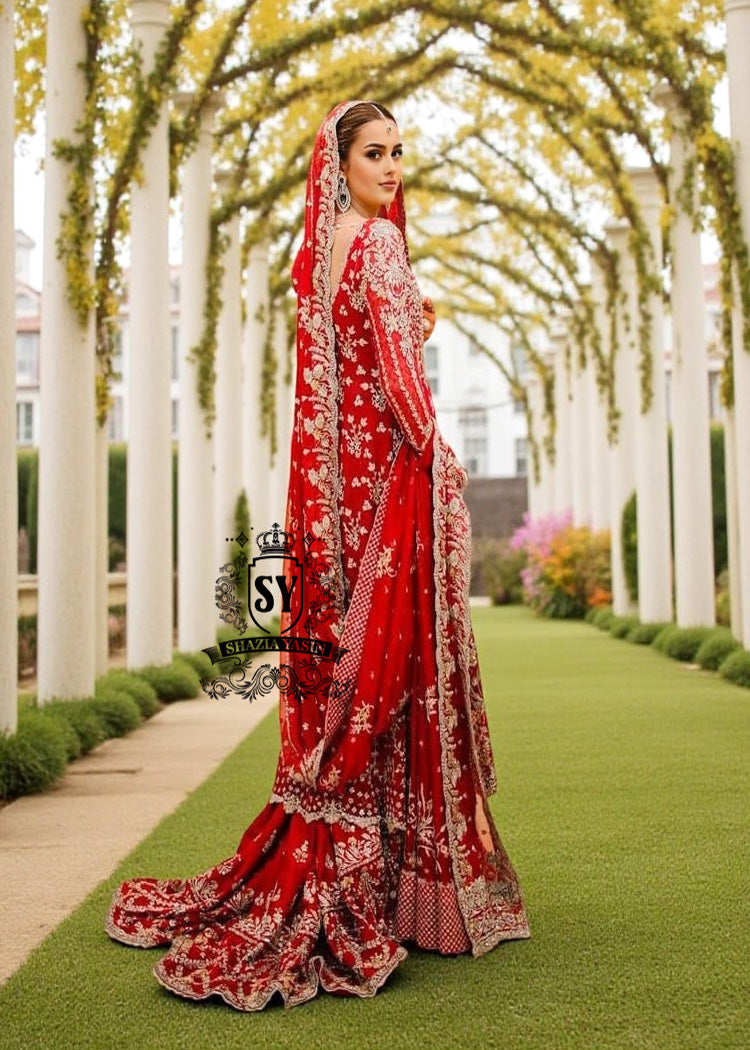Buy Cardinal Red Bridal Dresses Heavy Bridal Lehenga Farshi Lehengas Dallas Texas USA Bridal Dresses Pakistan