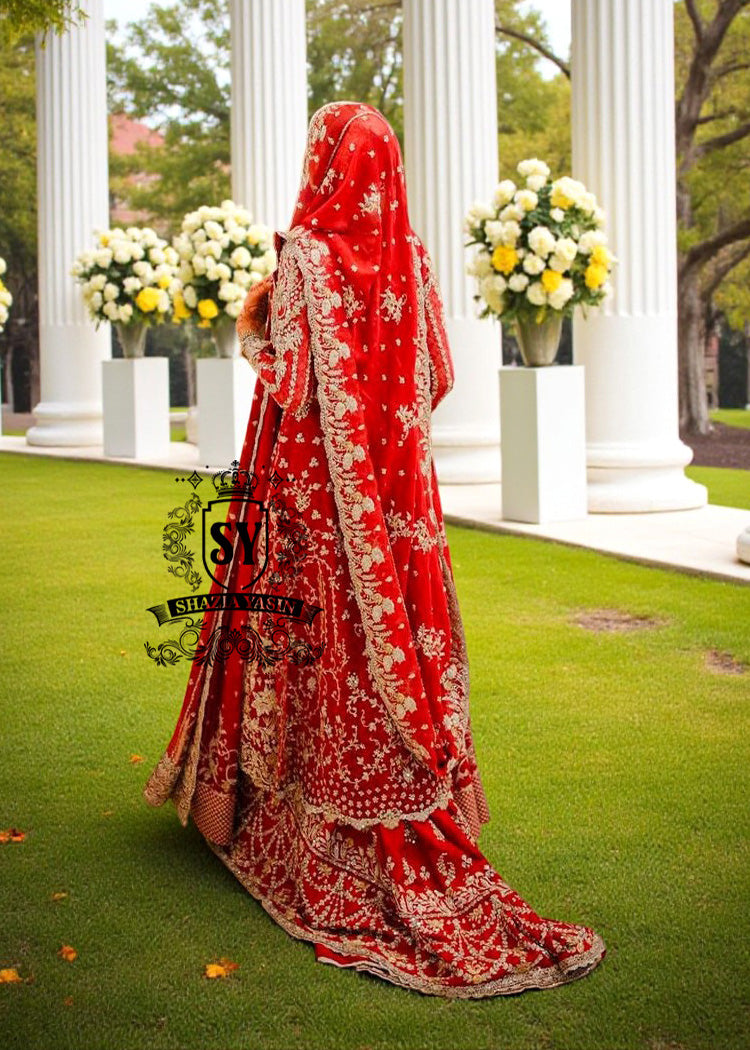 Latest Cardinal Red Bridal Dresses Heavy Bridal Lehenga Farshi Lehengas Dallas Texas USA Bridal Dresses Pakistan