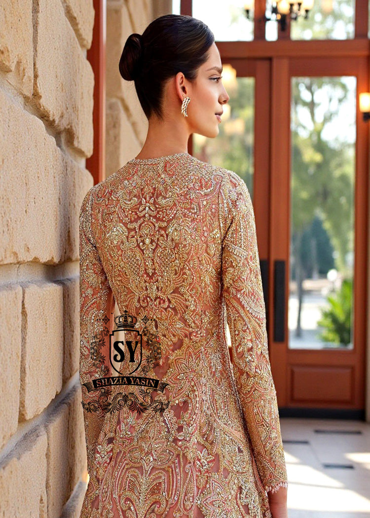 Buy Pakistani Wedding Gown Green Street UK Designer Bridal Jacket and Wedding Lehenga Designs
with embellishments