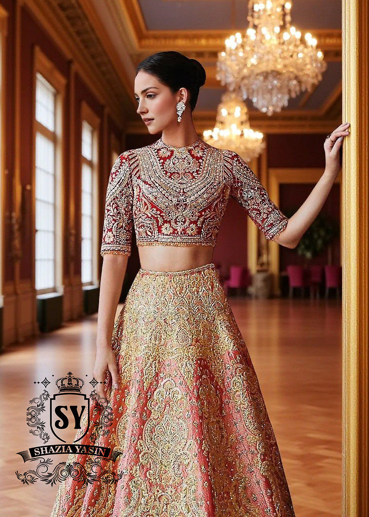 Bespoke Bridal Lehengas & Luxury Wedding Dresses Newcastle England UK Fiery Rose Pakistani Bridal Lehenga Choli