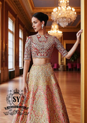 Bespoke Bridal Lehengas & Luxury Wedding Dresses Newcastle England UK Fiery Rose Pakistani Bridal Lehenga Choli