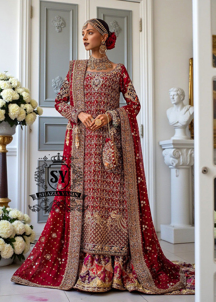 Red Wedding Dresses Colorful Chatta Patti Farshi Lehenga UK USA Canada Indian Pakistani Red Wedding Dresses Shazia Yasin Red Wedding Dresses Colorful Chatta Patti Farshi Lehenga UK USA Canada Indian Pakistani Red Wedding Dresses Shazia Yasin
