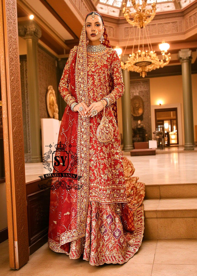 Pakistani Red Bridal Dresses for Barat Luxurios Handwork Heavy Embroidered Organza Bridal Dresses Shazia Yasin Pakistani Red Bridal Dresses for Barat Luxurios Handwork Heavy Embroidered Organza Bridal Dresses Shazia Yasin