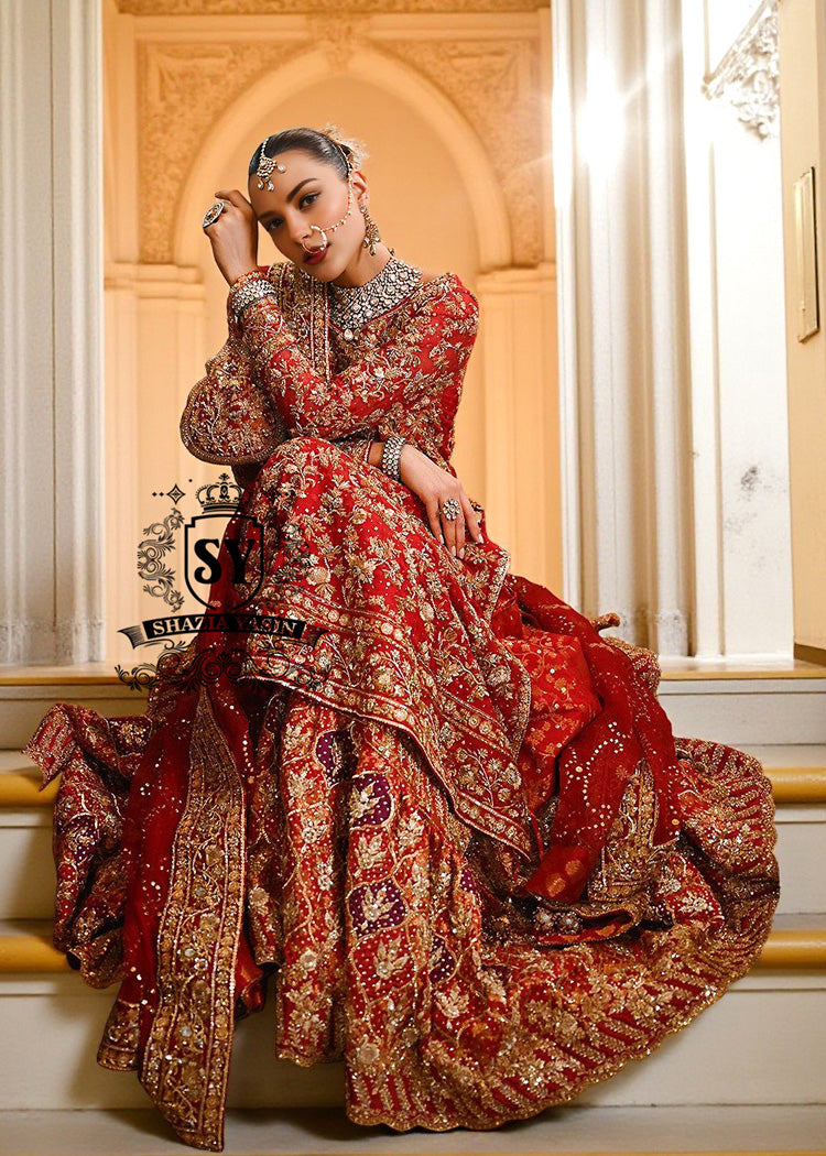 Exquisite Pakistani Bridal Dresses for Barat Luxurios Handwork Heavy Embroidered Organza Bridal Dresses