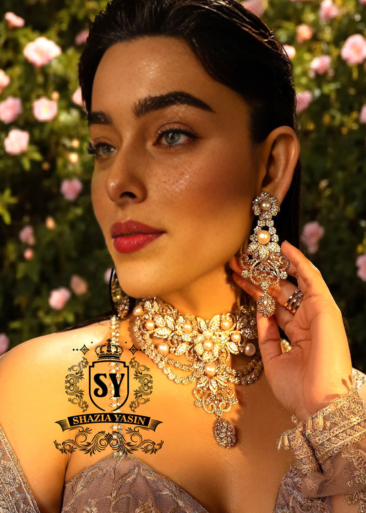 Buy Handmade Sterling Silver Pearl Zircon Jewellery Set Bridal Jewellery Sets for Walima Ceremony