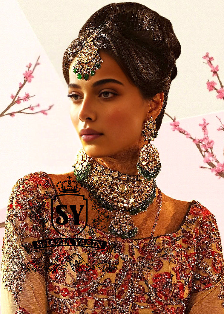 Buy Luxury gold Bridal jewelry Emerald Kundan Choker Green Antique Gold Necklace Set Victorian Polki Pearl Choker