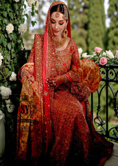 A little glow, a lot of grace— crystal-encrusted couture bridal dress with A line long shirt, farshi lehenga silhouette, and radiant hand-embellished detailing, designed to command attention and exude pure luxury glamour.