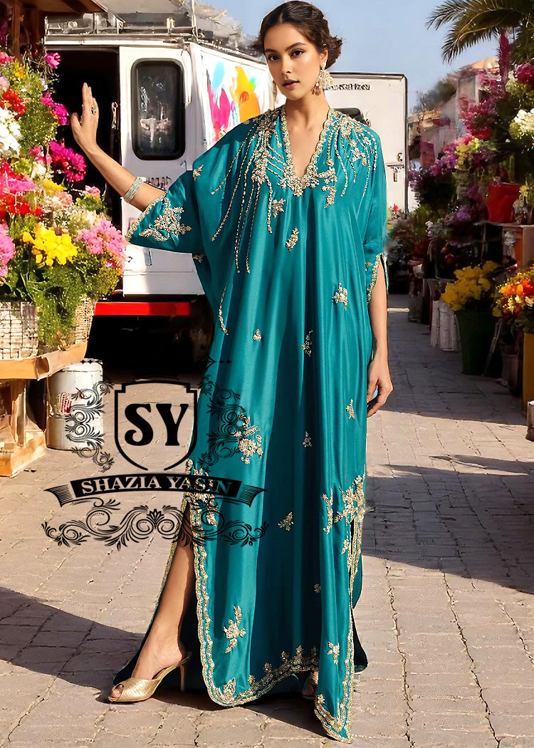 Luxury Kaftan Style Dress With Royal Embellishments UK USA Canada Australia Kaftan Dresses Design in Pakistan