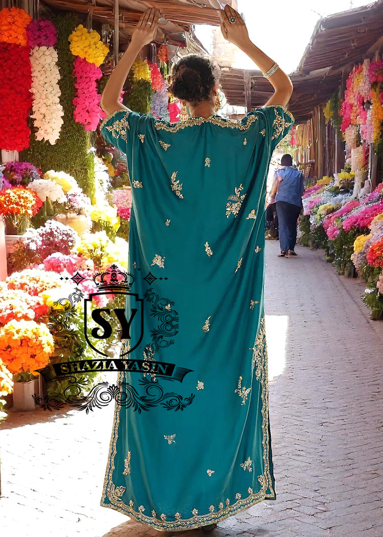 Luxury Kaftan Style Dress With Royal Embellishments UK USA Canada Australia Kaftan Dresses Design in Pakistan