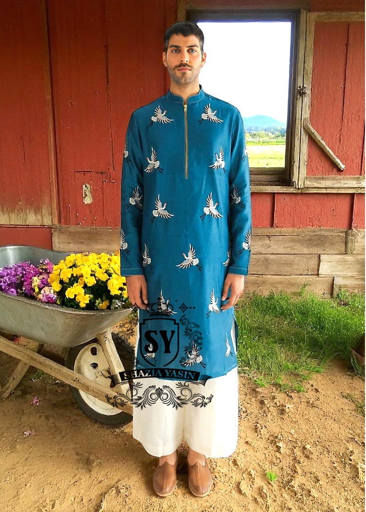 Azure Cotton Silk Kurta Pajama Suits Sterling Alaska Buy Festive Kurta Pajama Suits USA
