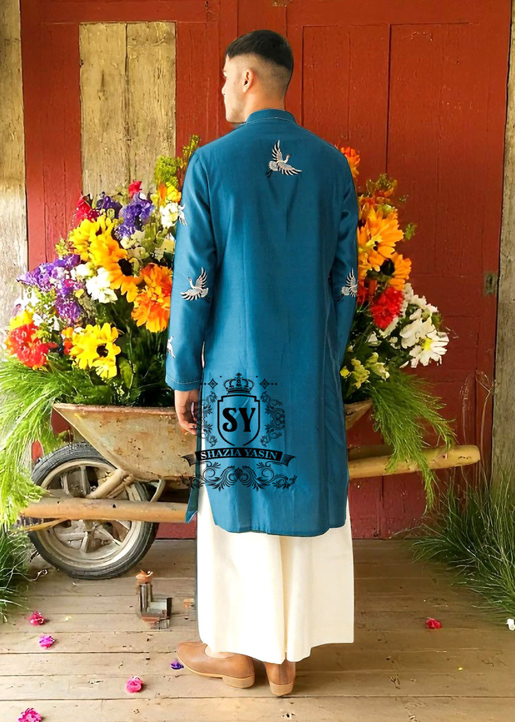 Azure Cotton Silk Kurta Pajama Suits Sterling Alaska Buy Festive Kurta Pajama Suits USA