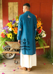 Azure Cotton Silk Kurta Pajama Suits Sterling Alaska Buy Festive Kurta Pajama Suits USA