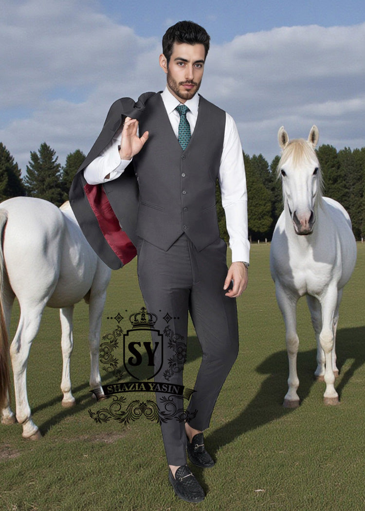 Dazzling Mens three-piece Suits Ajman UAE Shop Pakistani Menswear Carbon suits – wool, great cuts, perfect fit