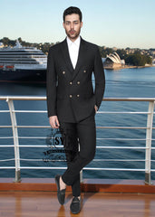 Graceful Black Mens Suit Holland Netherland Stylish Double Breasted 2 Piece Custom Suits Men's Tailoring