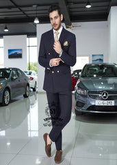 Men's Suit - Navy Suit - Modern Slim Fit - High-Quality Material - Ideal for Business Occasions UK USA Canada Australia