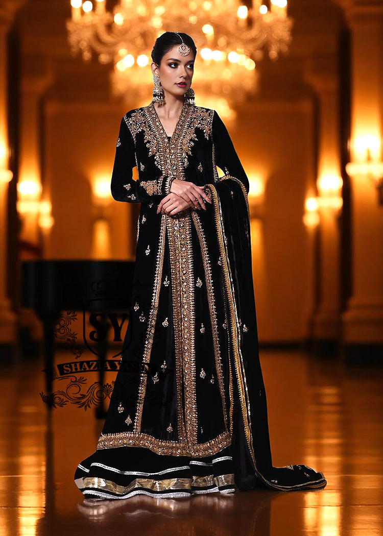 Latest Long Jacket Dresses Houston Texas TX USA Pakistani Wedding Gharara Dresses Latest Designs