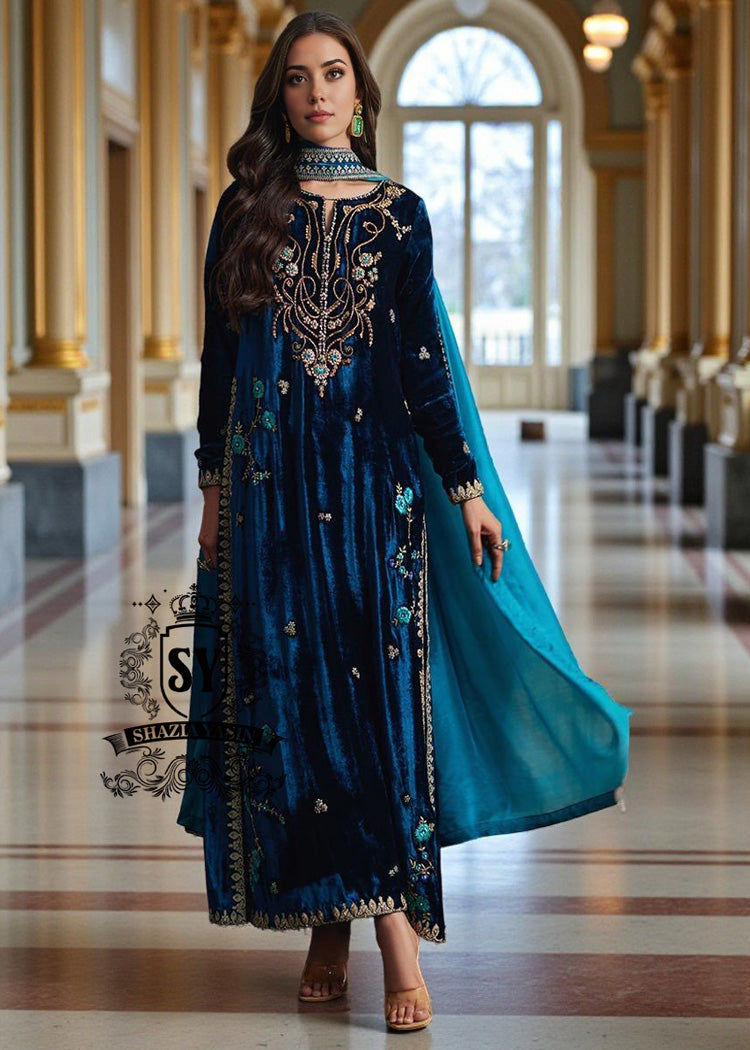 High Shine Latest Pakistani Party Wear Online Bridgeview Illinois USA Plush Velvet Party Dresses Low Priced
