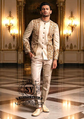 Copper Beige Mens Prince Coat for Reception