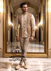 Copper Beige Mens Prince Coat for Reception
