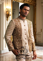 Copper Beige Mens Prince Coat for Reception