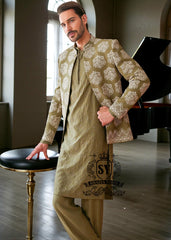 Collection of Formal Prince Coats Brands Juffair UK Olive Green Groom Prince Suit Made in Pakistan 100%