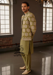 Best Collection of Formal Prince Coats Brands Juffair UK Olive Green Groom Prince Suit Made in Pakistan 100%