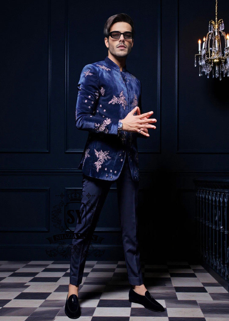 Midnight Blue Prince Coat for Wedding Ceremony Edison New Jersey NJ USA Designer Men's Prince Coat Suits