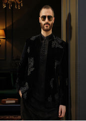 Men's Luxury Prince Coat Suits Black Prince Suit Men's Luxury Velvet Prince Suit Pakistani Wedding Prince coat
