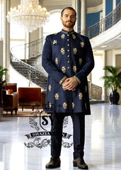 Latest Royal Blue Sherwani Designs Burlington, Ontario Canada Designer Mens Sherwani Suit