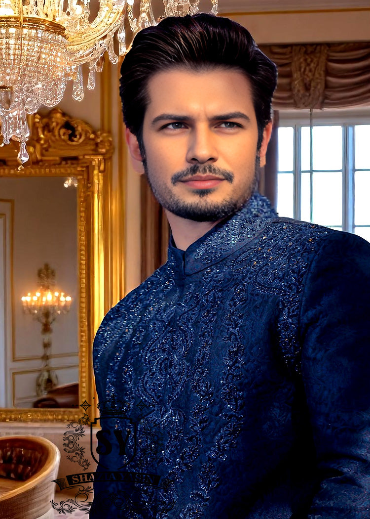 Awesome Cool Black Jamawar Sherwani Fitzroy Victoria Embellished Sherwani For Groom Australia