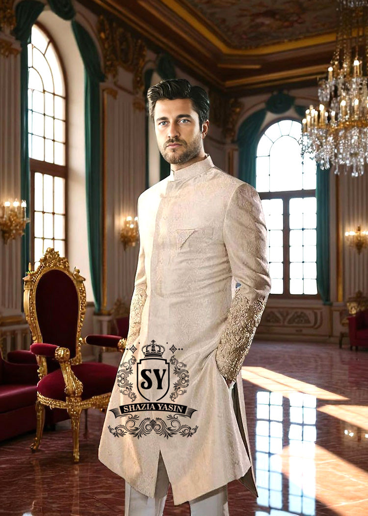 Buy Men's Wedding Sherwani Online Bradford London UK Shop designer Embellished Banarsi sherwani for groom