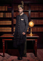 Royal Sherwani Designer Black Sherwani Online Aberdeen Scotland UK Men's Wedding Sherwani for grandeur Style