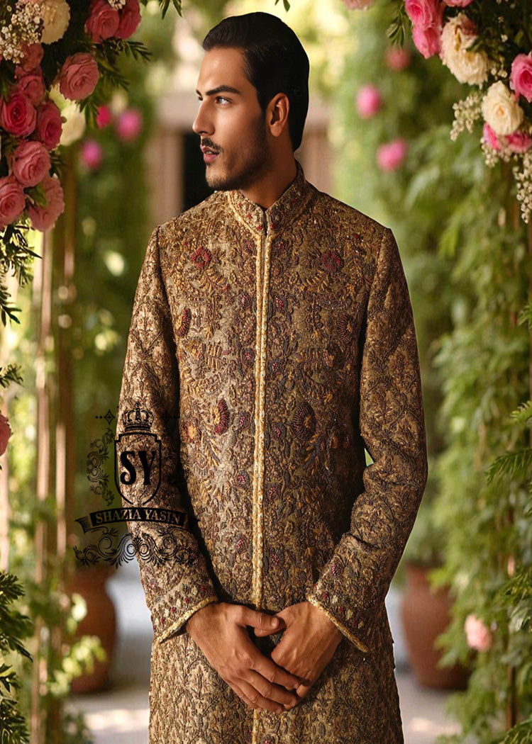 Buy Luxury Men's Sherwani for Wedding, Pakistani Sherwani, Designer sherwani for men, Sherwani with turban in Toronto Canada