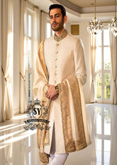 Original Off-White Embroidered Raw Silk Sherwani Wixom Michigan MI US Buy Designer Sherwani for Men Online at Best Prices
