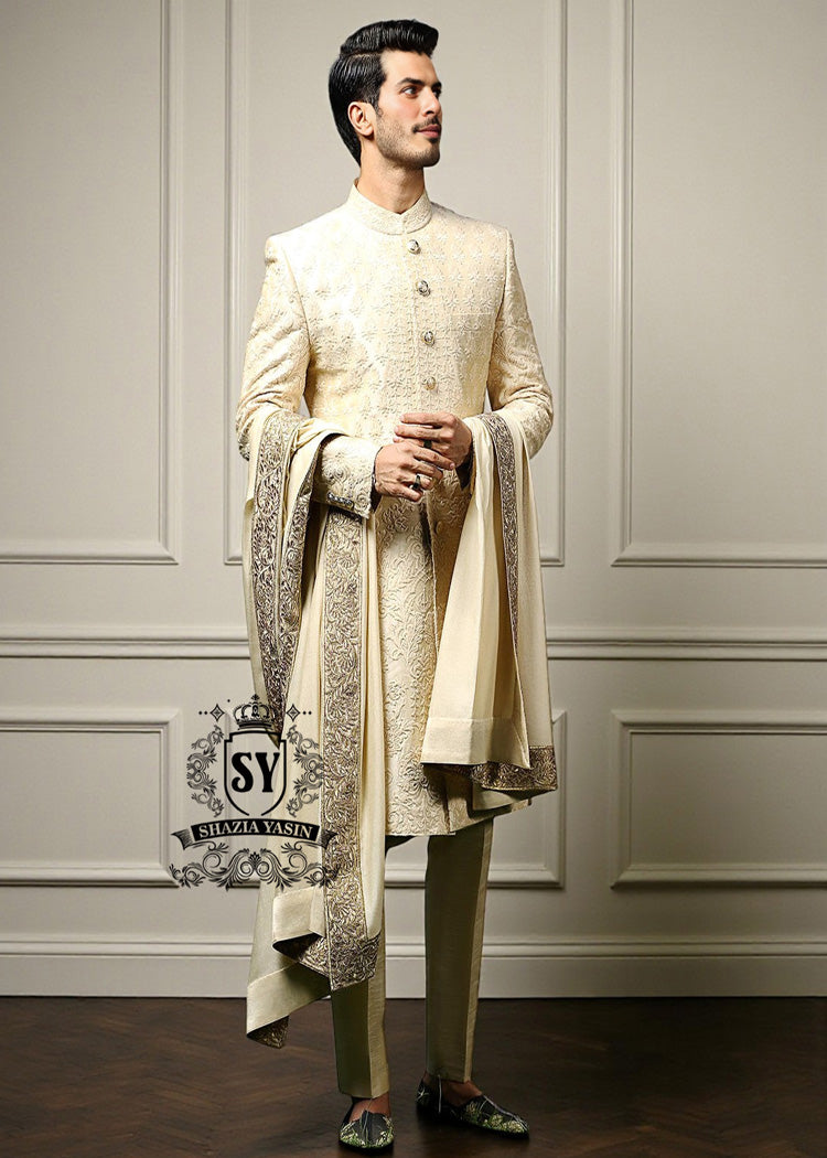 Luxury Men's Sherwani Melbourne Florida USA  Designer Pakistani Sherwani Shawl-Style Men's Designer Suits