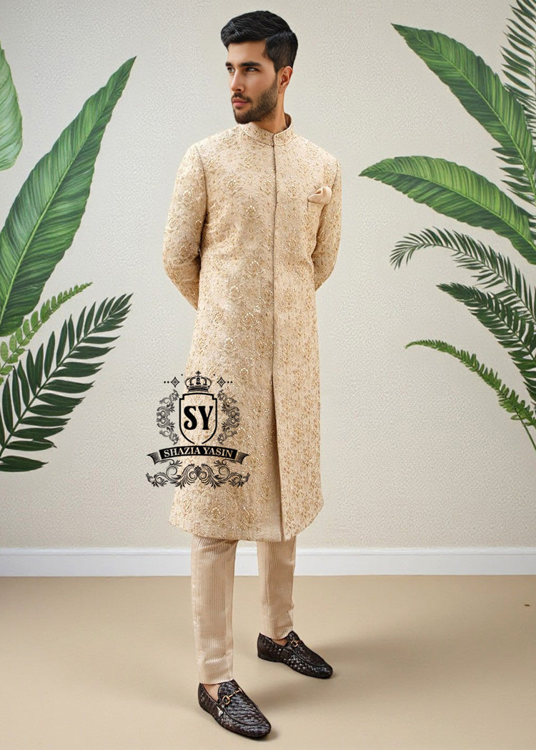 Designer Sherwani Suits for Men Orlando Florida USA Antique White Groomswear Sherwani Embroidered Sherwani