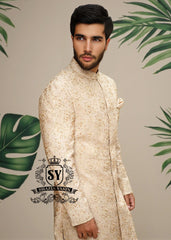 Designer Sherwani Suits for Men Orlando Florida USA Antique White Groomswear Sherwani Embroidered Sherwani