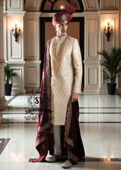Antique white Sherwani for Groom Baltimore Maryland USA Men's Bespoke Wedding Sherwani in Pakistan
