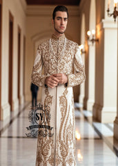 Groom's Off-White sherwani suits France Paris Hand Embellished Sherwani Embroidered Sherwani