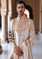 Personalized luxury Sherwani Newcastle London UK Pearl White Embellished Sherwani For Men's Wedding