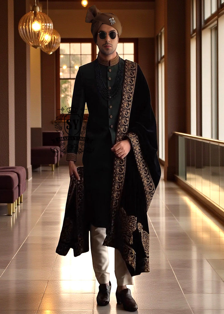 Traditional Emerald Green Sherwani Lawrenceville New Jersey NJ USA Latest Sherwani Designs South Asian formal wear