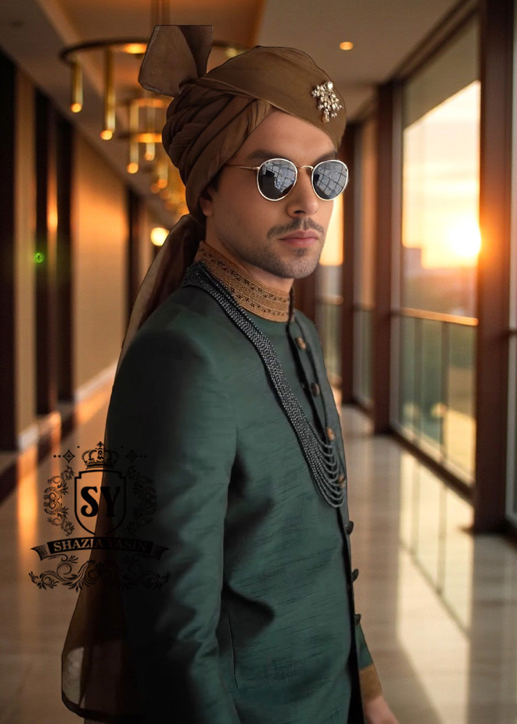 Traditional Emerald Green Sherwani Lawrenceville New Jersey NJ USA Latest Sherwani Designs South Asian formal wear