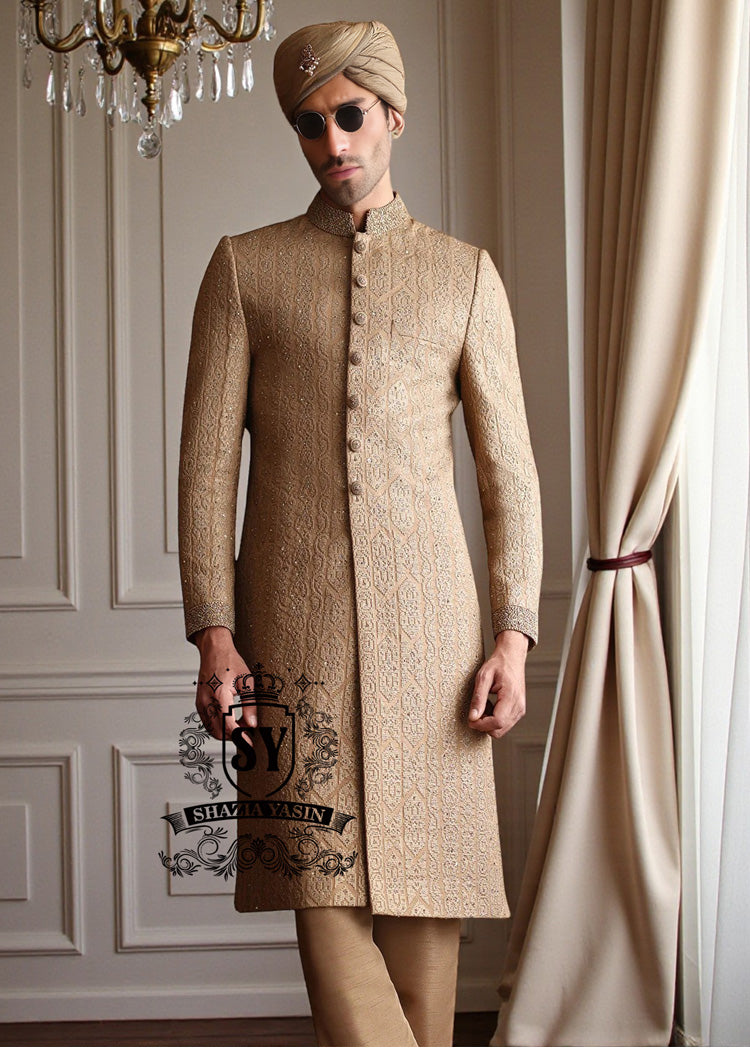 Men's Burlywood sherwani Suits for Weddings, Modern sherwani Suits, Wedding sherwani Suits for Men 2025