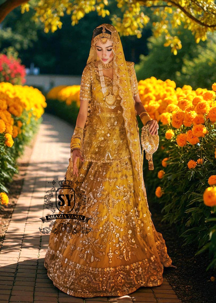 Traditional Pakistani Mayon Bridal Lehenga Dress Shazia Yasin Traditional Pakistani Mayon Bridal Lehenga Dress Shazia Yasin