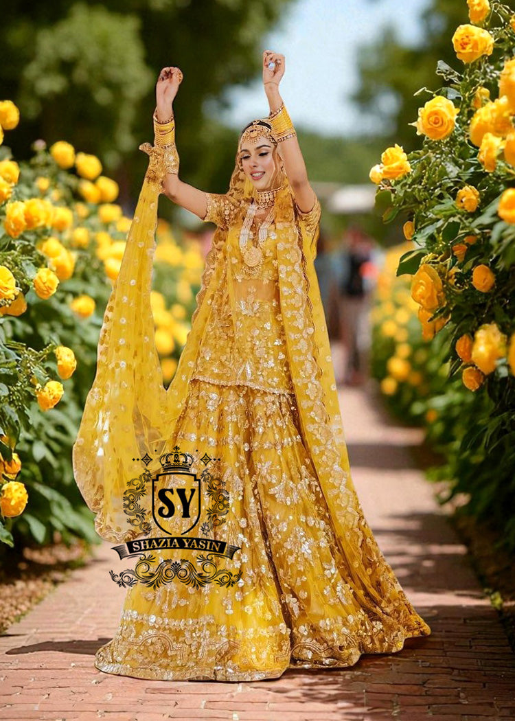 Yellow 2019 Pakistani Bridal Dresses Heavy Yellow Bridal Lehenga Pakistani Wedding Dresses Yellow 2019 Pakistani Bridal Dresses Heavy Yellow Bridal Lehenga Pakistani Wedding Dresses