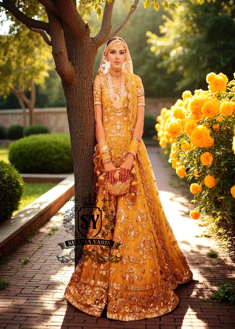 Sizzling Sunrise Bridal Lehenga Pakistani Wedding Dresses Traditional Pakistani Mayon Mehendi Bridal Dress