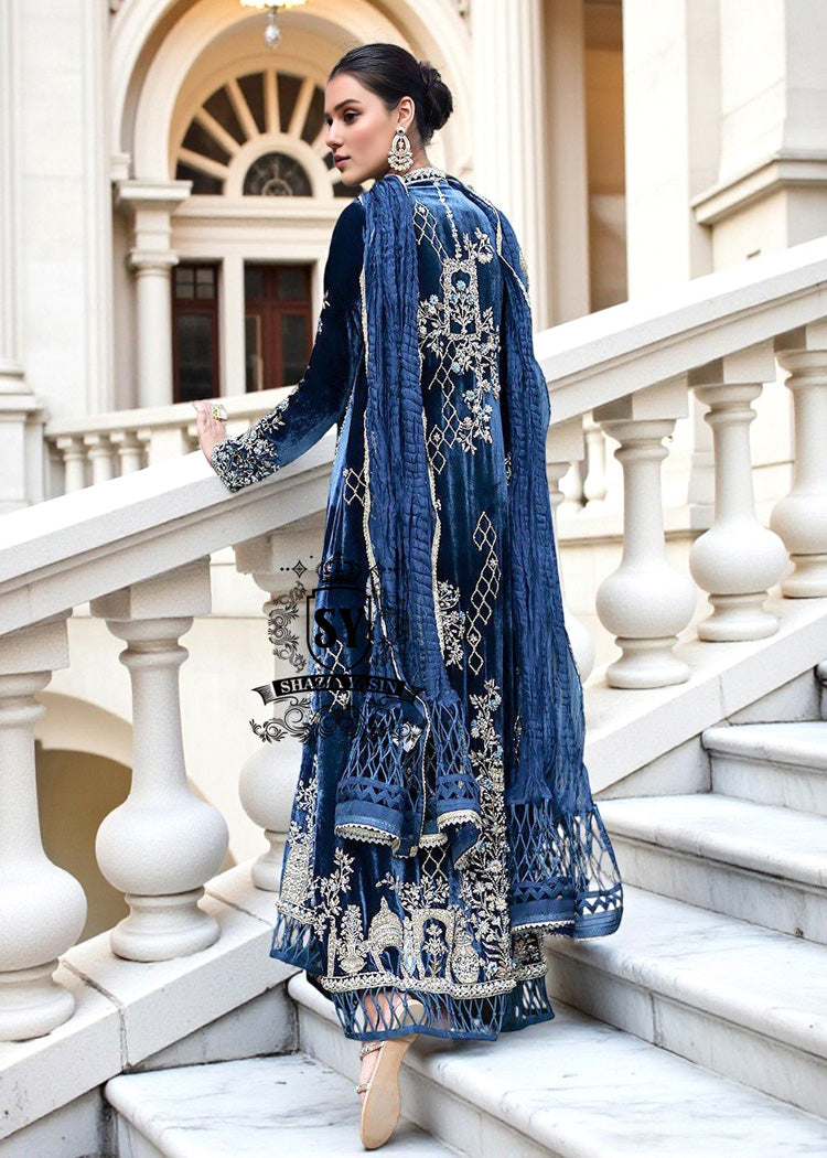 Flourishing Embellished Angrakha Style Velvet Dress
