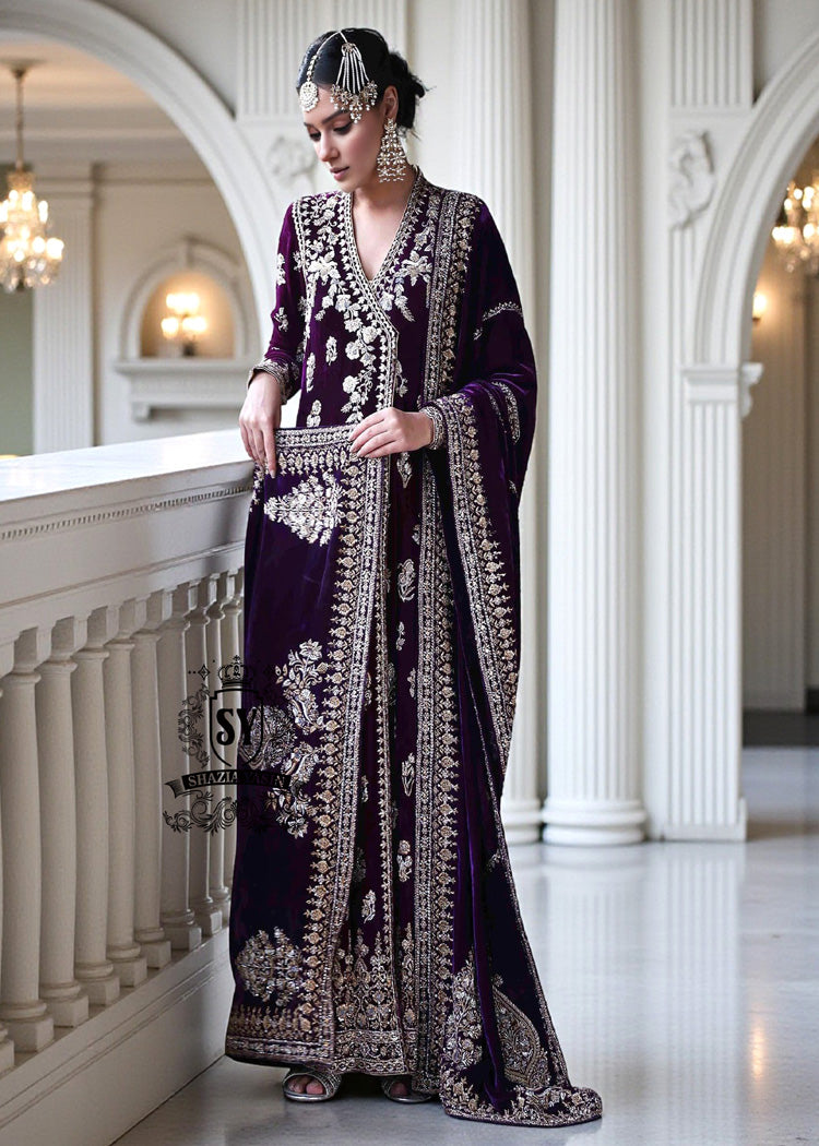Velvet Bridal Dresses Heavy Embellished Velvet Angrakha Designs Dansville New York USA Formal Dresses Shazia Yasin Velvet Bridal Dresses Heavy Embellished Velvet Angrakha Designs Dansville New York USA Formal Dresses Shazia Yasin