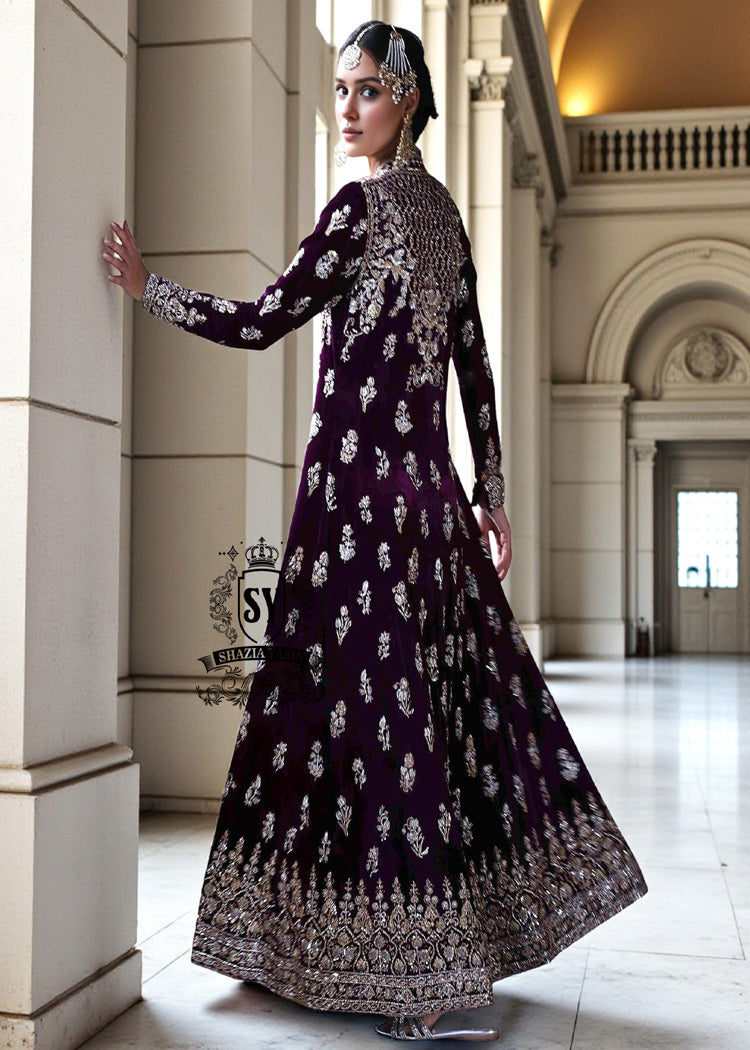 Luxury Design Velvet Bridal Dresses Heavy Embellished Velvet Angrakha Designs Dansville New York USA Formal Dresses